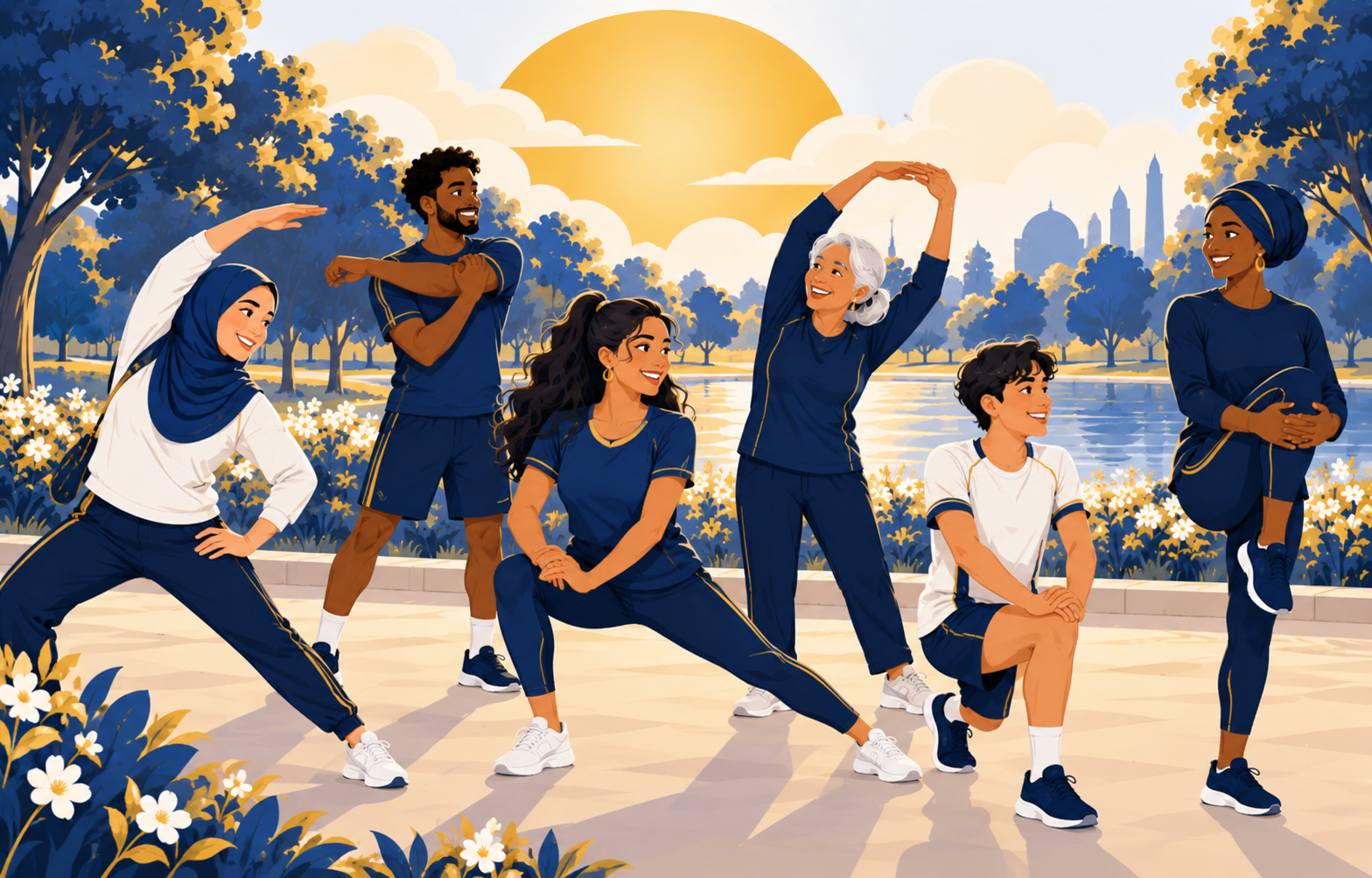 golden_hour_group_stretching_by_the_water
